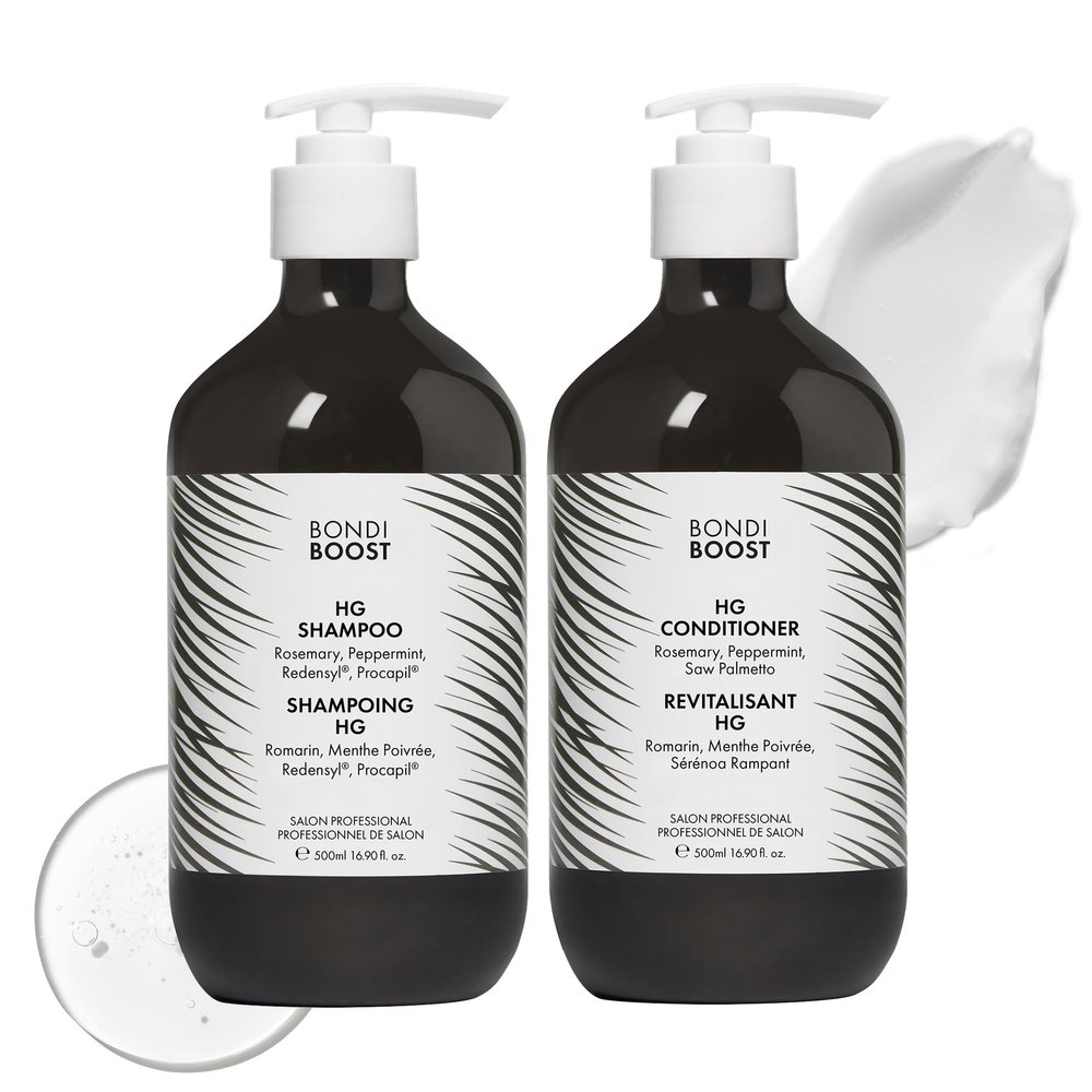 BondiBoost HG Anti-Thinning Shampoo Conditioner Set [16.90 fl oz each], Clinically Tested to Promote Fuller + Thicker-Looking Hair for Women & Men, Procapil, Redensyl & Rosemary Formula, Sulfate-Free