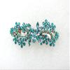 Faship Gorgeous Teal Rhinestone Crystal Floral Hair Barrette Clip view 2