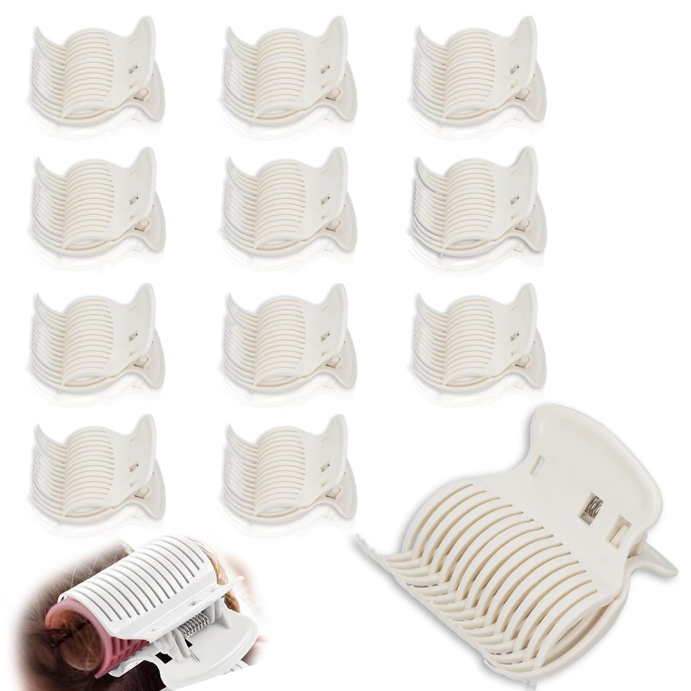12pcs Hot Roller Clip Replacement for Hair Curler, Big Hair Claw Clips for Women, Large Claw Clip, Hair Curler Roller Claw Clips for Hair Sectioning Styling White