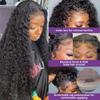 13x6 Deep Wave HD Transparent Lace Frontal Wig 13x4 Curly Human Hair With Baby Hair Pre Plucked Natural Hairline for Women Bleached Knots Glueless Wig 150% Density 24 Inch view 4