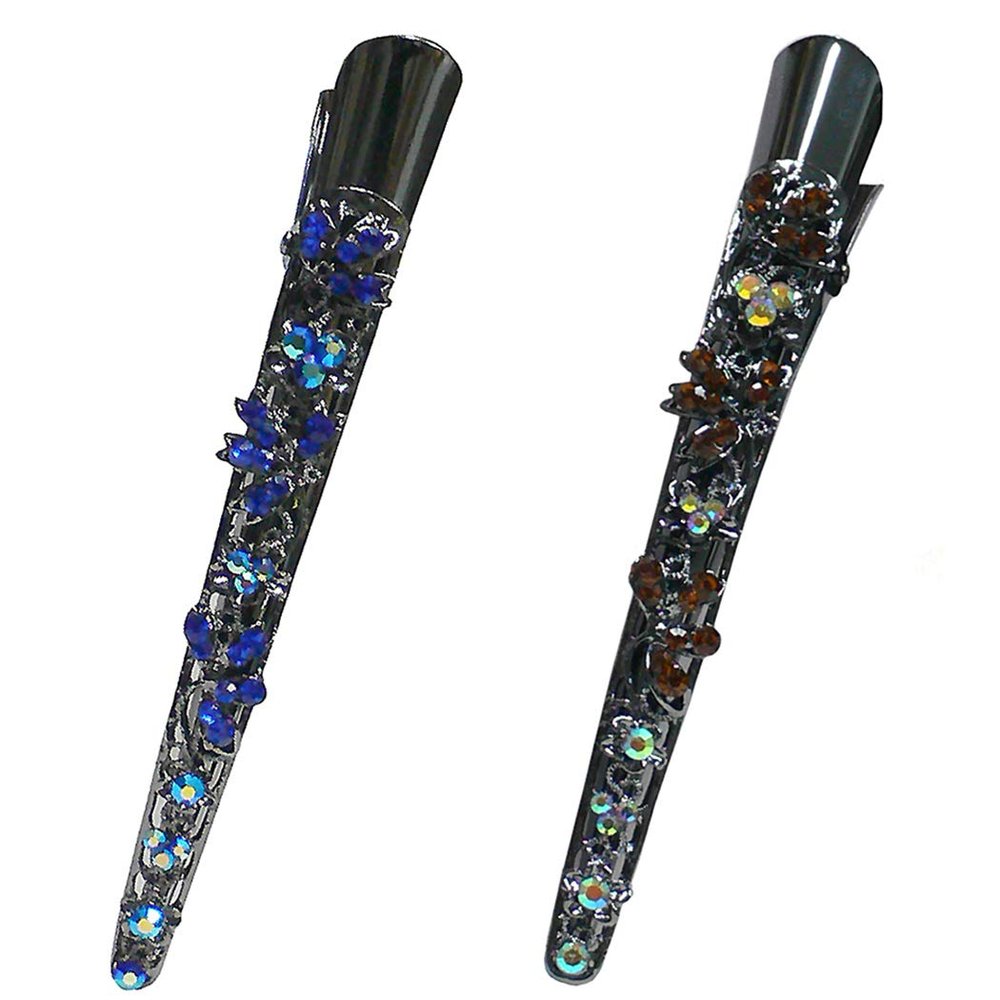 Set of 2 Brand JCGY Alligator Hairclips Beakclips Duckbills for Women Girls Updo Hair Styling YY86110-1-2sapBlueTopaz
