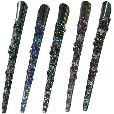 Set of 5 Brand JCGY Alligator Hairclips Beakclips Duckbills for Women Girls Updo Hair Styling YY86110-1-5jetSapAmeFuTopaz
