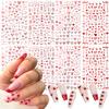 8 Sheets Heart Nail Art Stickers - Love Hearts Nail Decals for Women 3D Self Adhesive Valentines Day Nail Art Supplies Laser Red Heart Glitter Designs for Valentines Romantic DIY Manicure Decoration view 1