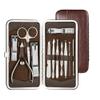 CZKE Nail Clipper Professional Grooming Kit Pedicure Kit Nail Cutter Tools with Luxurious Travel Case Manicure Scissors Makeup (Color : 12pcs Brown) view 1