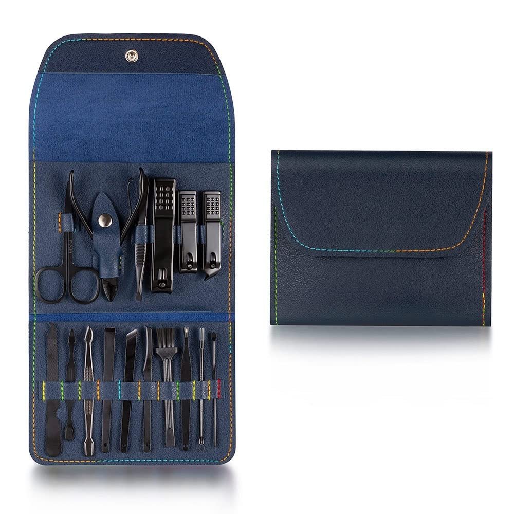 CZKE 4-16pcs Nail Cutter Set Stainless Steel Nail Clippers Set with Folding Bag Manicure Cutter Kits Scissors Makeup Beauty Tools (Color : Grey)