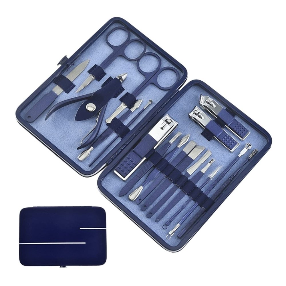 CZKE Nail Clipper Set Household Blue Nail Scissors Tweezer Pedicure Kits Professional Nails Art Kit Manicure Tool Beauty Set (Color : 18Pcs)