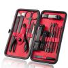 CZKE 8/10/15/18 Pcs Manicure Set Stainless Steel Nail Cutter Pedicure Kit Nail Clipper Set Nail File Scissor Manicure Beauty Tool Kit (Color : Red 15Pcs 02) view 1