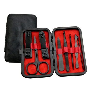 CZKE 8pcs Stainless Steel Nail Clippers Set Portable Scissors Suit with Box Trimmer Grooming Manicure Cutter Kits for Nail Tools (Color : Black-B)