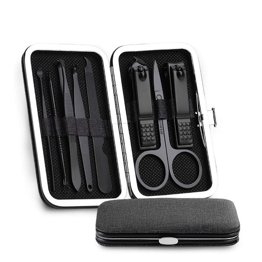 CZKE Stainless Steel Manicure Set Pedicure kit Scissor Tweezer Ear Pick Utility Toe Nail Clipper Facial Care Tool (Color : 8 Pieces)