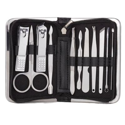 CZKE 11-26 Pcs Professional Nail Clippers Manicure Set Stainless Steel Nail Cutter Scissor Cuticle Nipper Nail Tools Set (Color : 11pcs Black)