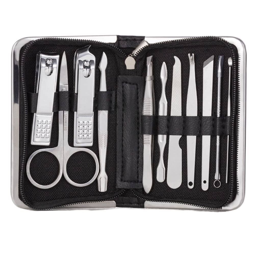 CZKE 11-26 Pcs Professional Nail Clippers Manicure Set Stainless Steel Nail Cutter Scissor Cuticle Nipper Nail Tools Set (Color : 11pcs Black)