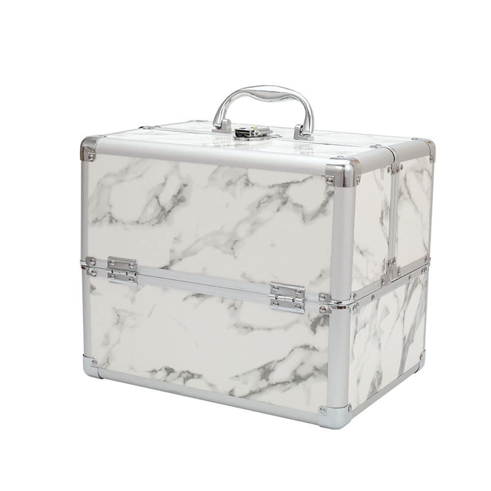 XARONF Extra Large Cosmetic Organizer Box 4 Trays, Lockable with Keys Travel Makeup Case Organizer for Makeup Artist, Cosmetology School
