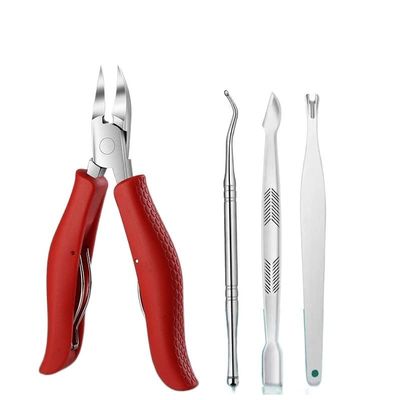 CZKE 2/4/7Pcs/set Ingrown Toenail Manicure Kit Ingrown Toenail Removal Correction Clippers Nail Corrector Foot Pedicure Tool (Color : 4pcs-red)