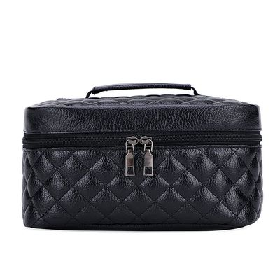 XARONF Cosmetic Bag, Portable Cute Travel Makeup Bag for Women and Girls Makeup Brush Organizer Cosmetics Pouch Bags, Black