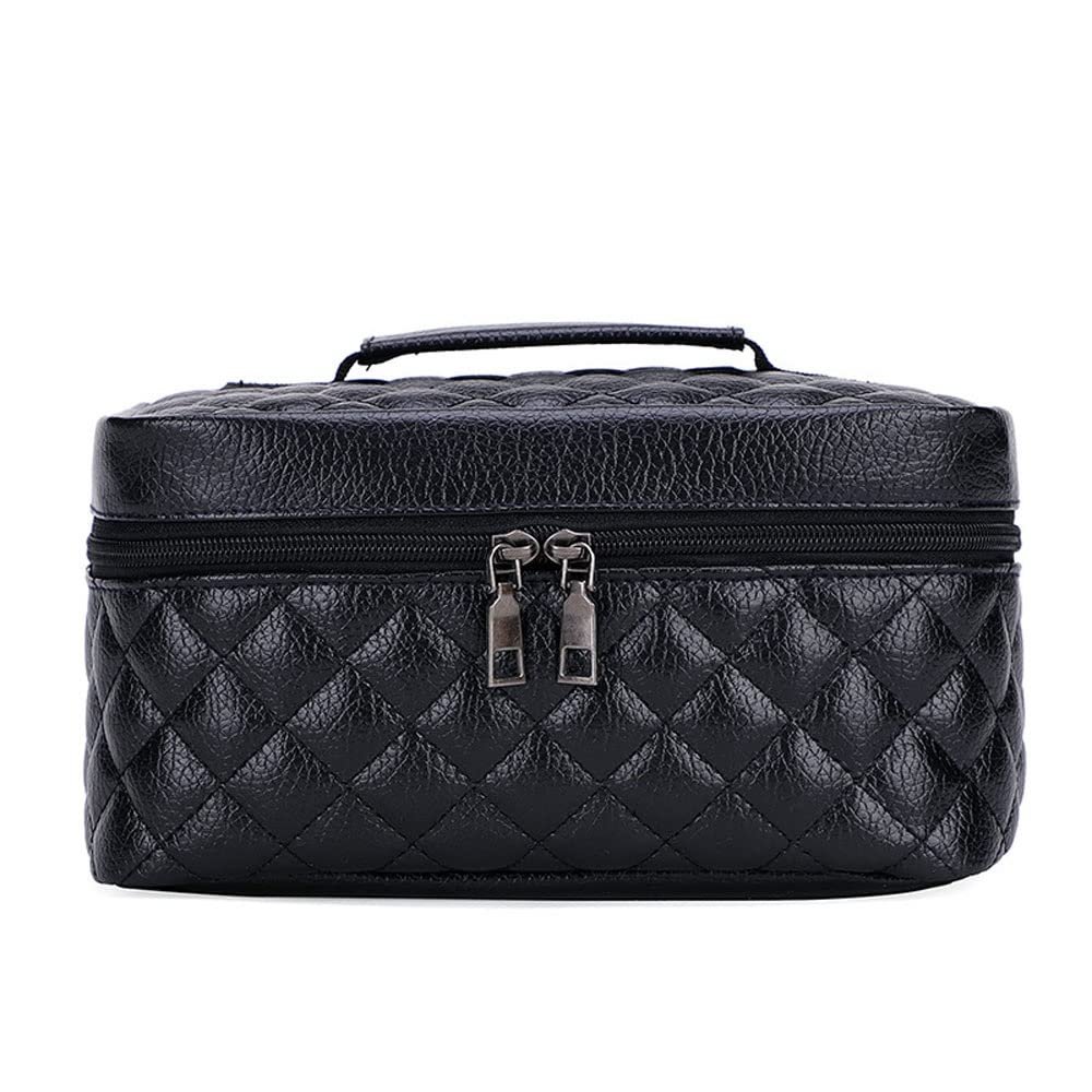 XARONF Cosmetic Bag, Portable Cute Travel Makeup Bag for Women and Girls Makeup Brush Organizer Cosmetics Pouch Bags, Black