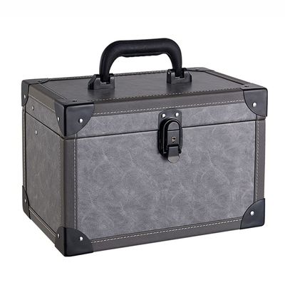 XARONF Makeup Box Large Storage Capacity Portable Travel Cosmetic Organizer with Trays, Lockable with Keys, Black (Color : Gray)