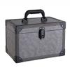 XARONF Makeup Box Large Storage Capacity Portable Travel Cosmetic Organizer with Trays, Lockable with Keys, Black (Color : Gray) view 1