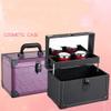 XARONF Makeup Box Large Storage Capacity Portable Travel Cosmetic Organizer with Trays, Lockable with Keys, Black (Color : Gray) view 2