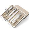 CZKE 8Pcs Multifunction Nail Clippers Set Stainless Steel Pedicure Scissor Tweezer Manicure Set Kit Nail Art Tools (Color : Gold) view 1