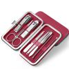 CZKE 8Pcs Multifunction Nail Clippers Set Stainless Steel Pedicure Scissor Tweezer Manicure Set Kit Nail Art Tools (Color : Gold) view 2