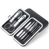 CZKE 8Pcs Multifunction Nail Clippers Set Stainless Steel Pedicure Scissor Tweezer Manicure Set Kit Nail Art Tools (Color : Gold) view 3