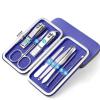 CZKE 8Pcs Multifunction Nail Clippers Set Stainless Steel Pedicure Scissor Tweezer Manicure Set Kit Nail Art Tools (Color : Gold) view 4
