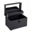 XARONF Makeup Box Large Storage Capacity Portable Travel Cosmetic Organizer with Trays, Lockable with Keys, Black (Color : Purple) view 3