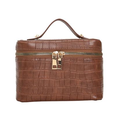 XARONF Makeup Bag, Portable Cosmetic Bag, Large Capacity Travel Makeup Case Organizer, Makeup Bags for Women Girls Traveling with Handle (Color : Brown)