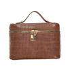 XARONF Makeup Bag, Portable Cosmetic Bag, Large Capacity Travel Makeup Case Organizer, Makeup Bags for Women Girls Traveling with Handle (Color : Brown) view 1
