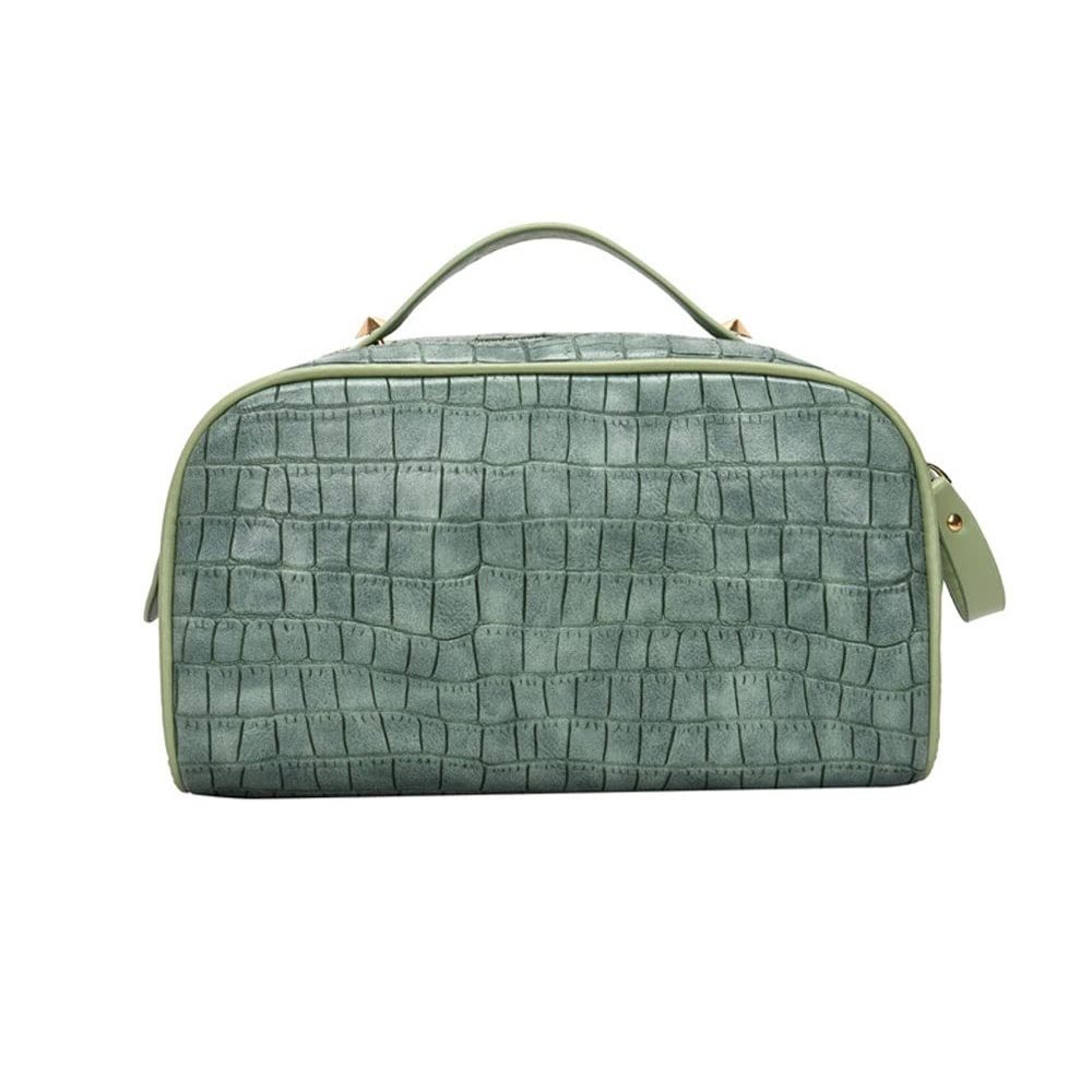 XARONF Travel Makeup Bag, PU Leather Makeup Bag, Cosmetic Travel Bags, Portable Toiletry Bag,Roomy Cosmetic Bag for Women and Girls (Color : Green)