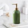 Fonowx Travel Hand Liquid Pump Bottle, 420ml Bathroom Refillable Bedroom Ceramic Empty Soap Dispenser for Shampoo Makeup Mouthwash Essential Oil, Green view 2