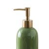 Fonowx Travel Hand Liquid Pump Bottle, 420ml Bathroom Refillable Bedroom Ceramic Empty Soap Dispenser for Shampoo Makeup Mouthwash Essential Oil, Green view 3