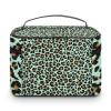 Makeup Bag Cosmetic Bag, Green Leopard Print Animal Makeup Bag Portable Vegan Leather Makeup Travel Case Pouch Organizer Toiletry Bag with Handle for Girl Women Ladies view 3