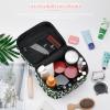 Makeup Bag Cosmetic Bag, Green Leopard Print Animal Makeup Bag Portable Vegan Leather Makeup Travel Case Pouch Organizer Toiletry Bag with Handle for Girl Women Ladies view 4