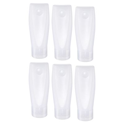 M METERXITY 6 Pack Refillable Travel Bottles - Shampoo Conditioner Portable Dispensing Cosmetic Tubes Apply to Household Travel (60ml, Translucent)