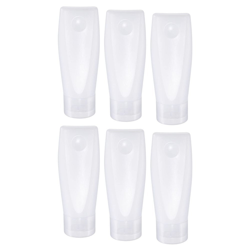 M METERXITY 6 Pack Refillable Travel Bottles - Shampoo Conditioner Portable Dispensing Cosmetic Tubes Apply to Household Travel (60ml, Translucent)
