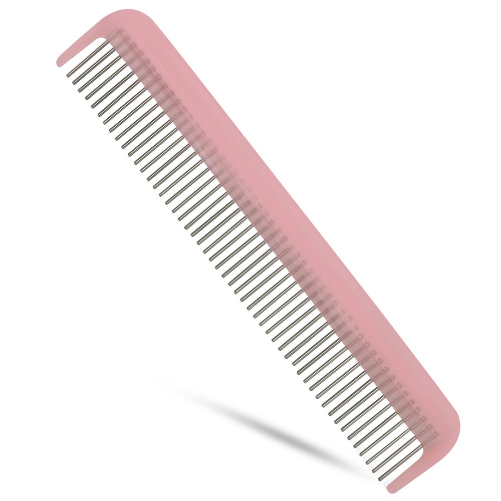 Hair Doctor Vanity Comb with silky smooth rotating teeth prevents hair loss and damage (7" Pale Pink)