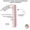 Hair Doctor Vanity Comb with silky smooth rotating teeth prevents hair loss and damage (7" Pale Pink) view 4