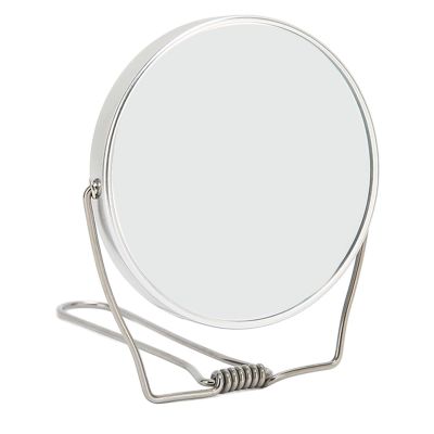 2 Sided Makeup Mirror Stand Stainless Steel Double Sided Makeup Mirror Silver High Definition Lenses Home