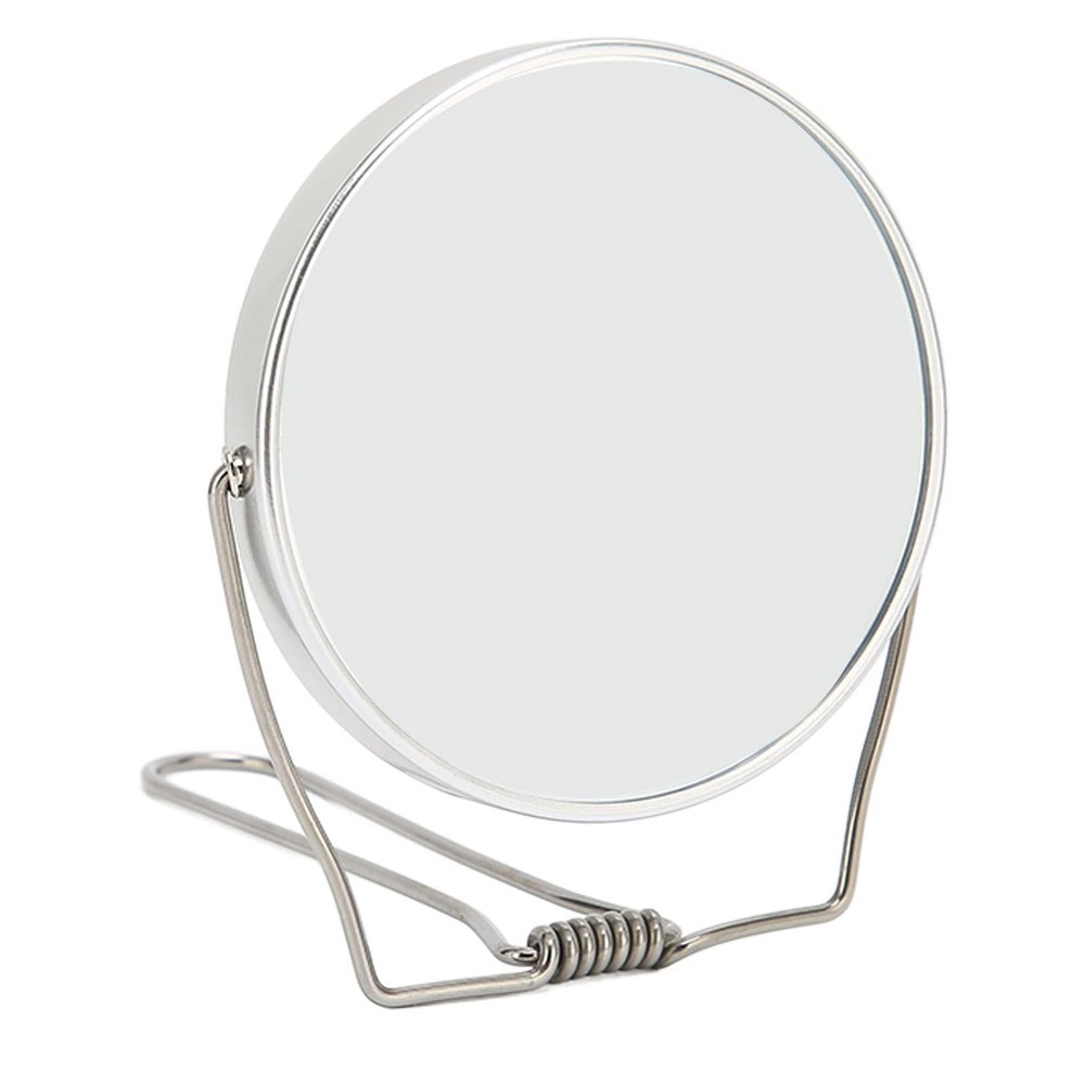2 Sided Makeup Mirror Stand Stainless Steel Double Sided Makeup Mirror Silver High Definition Lenses Home
