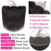 13x4 Ear To Ear Straight Lace Frontal Closure Transparent HD Human Hair With Baby Hair Knots 100% Virgin Remy Human Lace Frontal Closures 150% Density Natural Color (16 Inch,Straight frontal) view 3