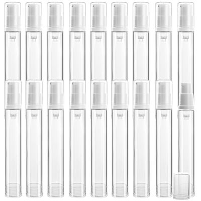 20Pcs 15ml/0.5oz Airless Pump Bottle Refillable Plastic Airless Vacuum Dispenser Portable Clear Cosmetic Sample Vial Container Jars for Lotion Emulsion Toiletries Liquid Foundation