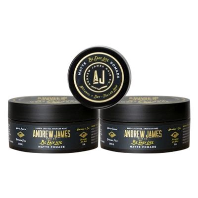 ANDREW JAMES Matte Pomade 2-Pack + Mini Travel Jar | BE EASY LITE | Natural Matte Look | Medium Hold | Fuller Look For Your Hair | Travel Friendly | Made For Men And Women | 2.75 Ounce