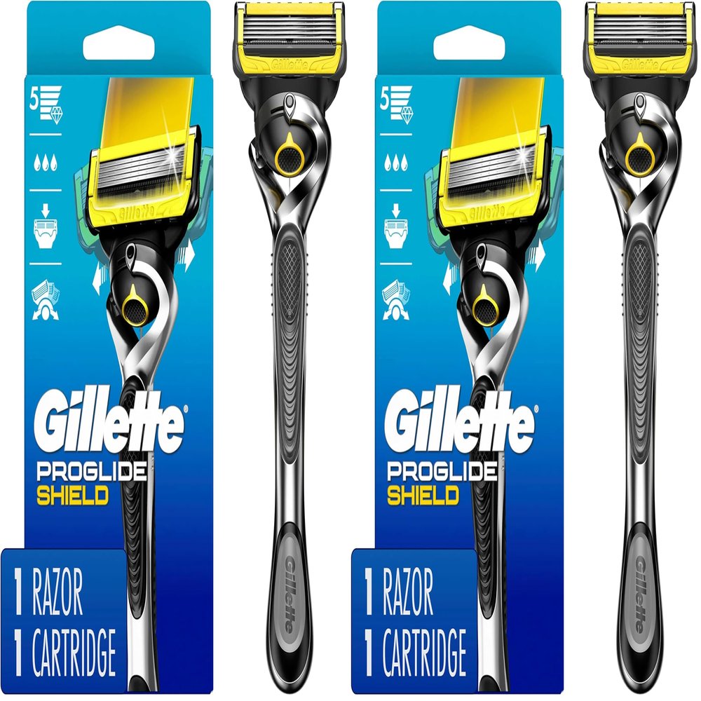 Gillette ProGlide Shield Mens Razor Handle + 1 Blade Refill, Shields Against Skin Irritation (Packaging May Vary) (Pack of 2)