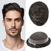 Toupee for Men French Lace Center Human Hairpieces Human Hair Replacement System Lace With Thin Skin Mens Toupee Gray Hair Prosthesis (8X10-120% density, 2# DARKEST BROWN) view 1