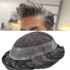 Toupee for Men French Lace Center Human Hairpieces Human Hair Replacement System Lace With Thin Skin Mens Toupee Gray Hair Prosthesis (7X9-120% density, #1B40 1B# OFF BLACK WITH 40% SYNTHETIC GREY) view 1