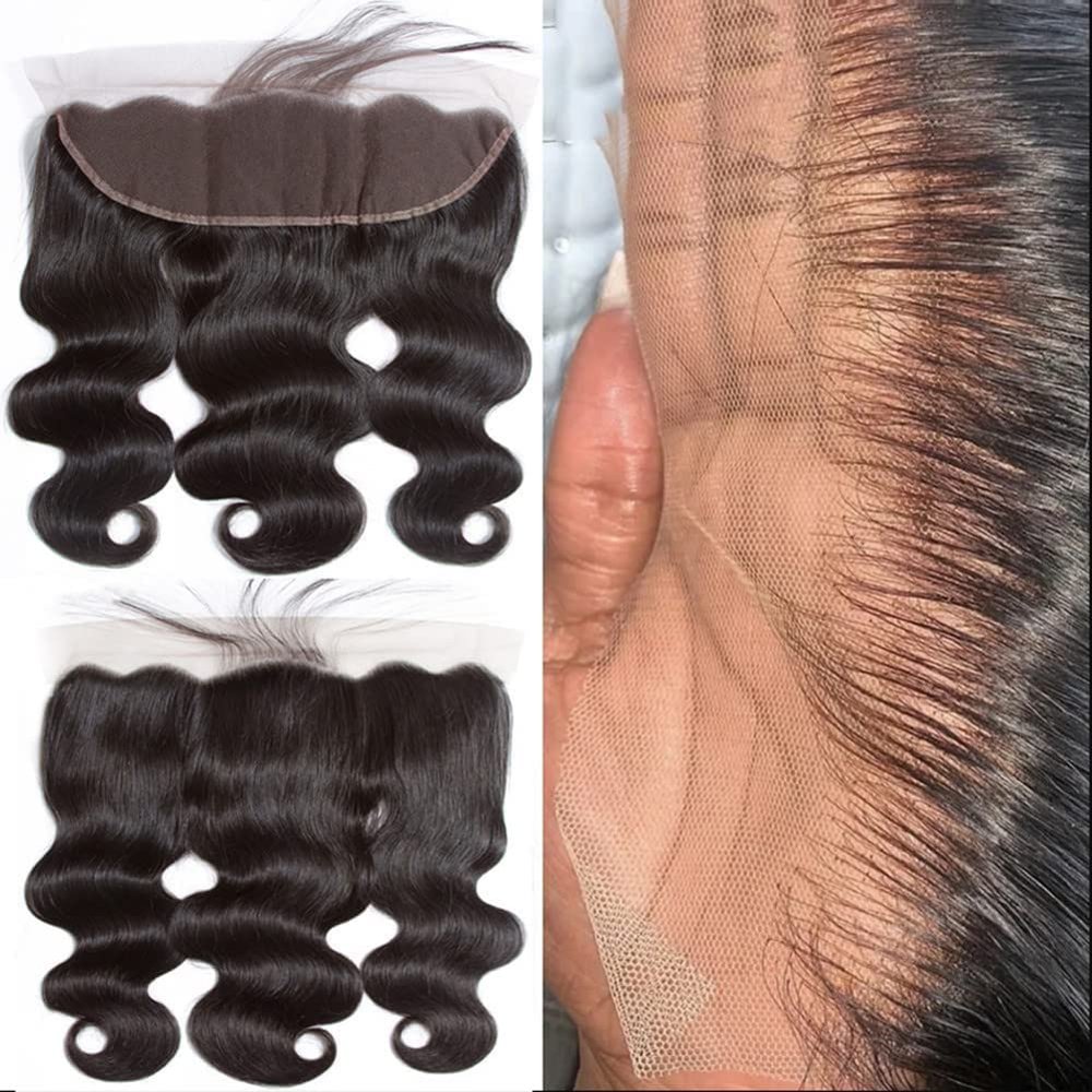 13x4 Ear to Ear Transparent HD Lace Frontal Closure Brazilian Body Wave Human Hair Frontal 150% Density 100% Brazilian Virgin Body Wave Hair Frontal Closures Natural Black Color(10Inch13x4 Frontal)