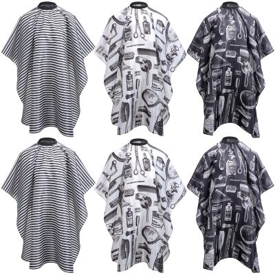JenPen 6 Pcs Waterproof Hair Styling Cape Salon Barber Cape for Stylist Hairdresser Haircuting Adjustable, 47" x 59"(White Black Floral Print)