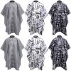 JenPen 6 Pcs Waterproof Hair Styling Cape Salon Barber Cape for Stylist Hairdresser Haircuting Adjustable, 47" x 59"(White Black Floral Print) view 1