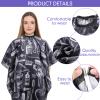 JenPen 6 Pcs Waterproof Hair Styling Cape Salon Barber Cape for Stylist Hairdresser Haircuting Adjustable, 47" x 59"(White Black Floral Print) view 4
